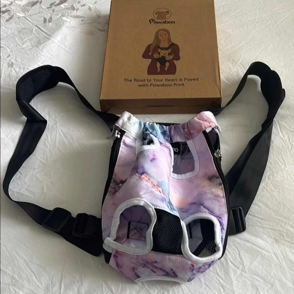 EUC PURPLE MARBLE Pet Carrier Backpack - Purple and Black